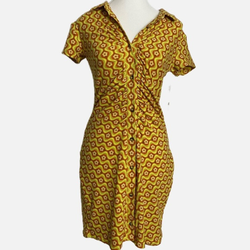 Riley & James‎ floral button down retro dress size M NEW